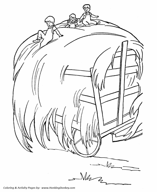 Farm equipment coloring page | Farm Hay Wagon