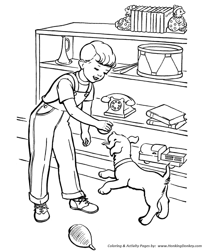 a boy and his dog coloring pages - photo #28