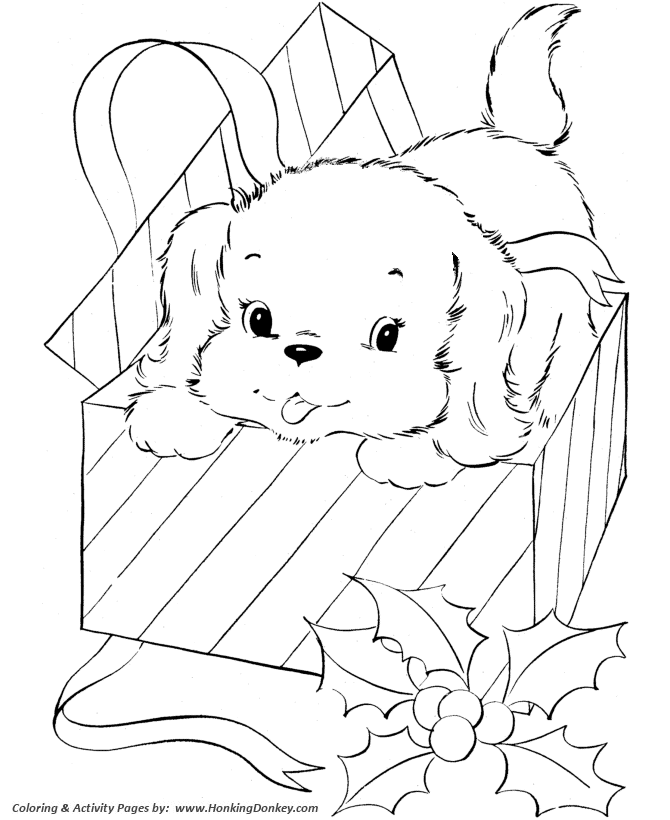 Pet Dog Coloring Pages | Free Printable Pet Puppy for Christmas