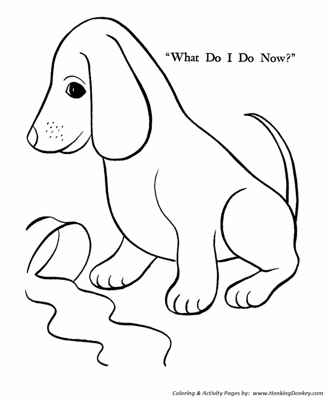 Puppy spilled his bowl - Pet Dog Coloring page