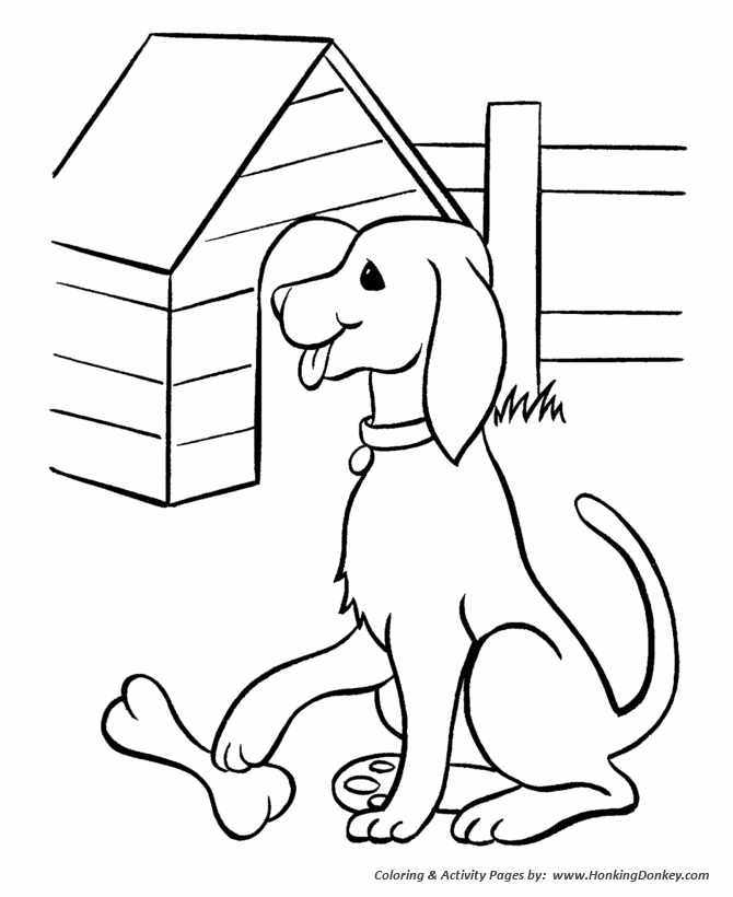 Dog and his bone - Pet Dog Coloring page
