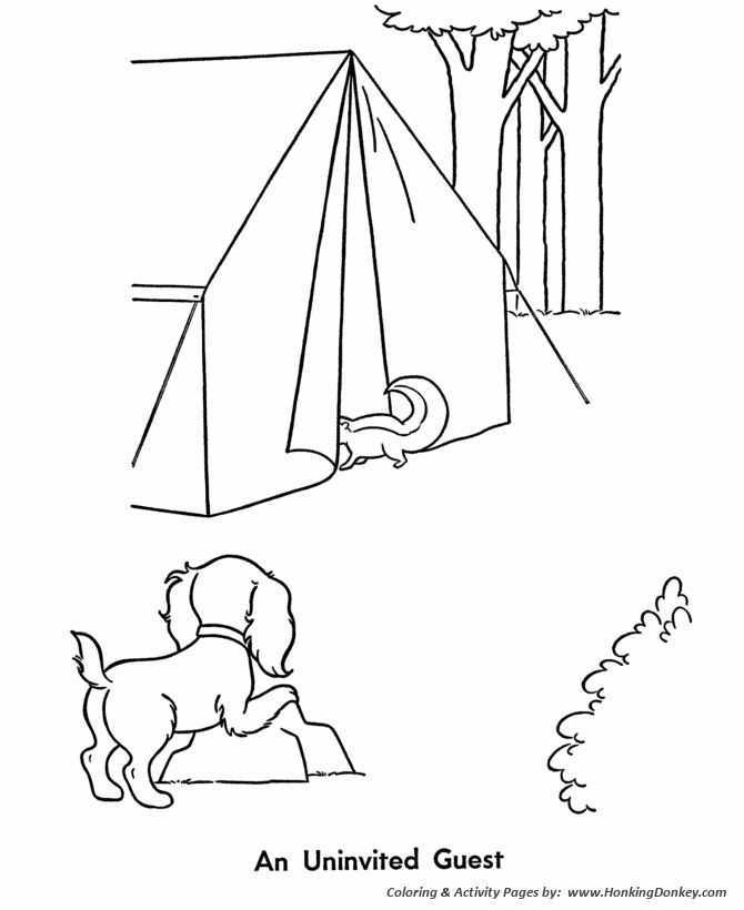 Dog on a campout - Pet Dog Coloring page