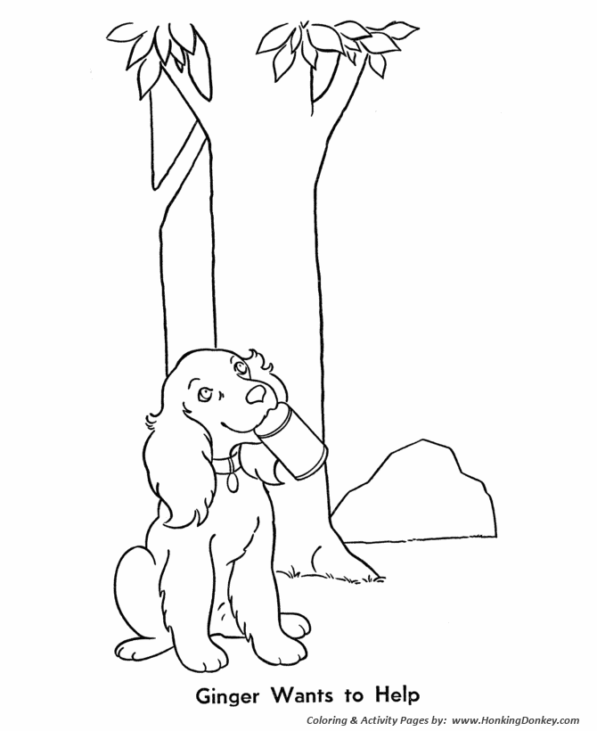 Ginger helps cleanup / fetch - Pet Dog Coloring page