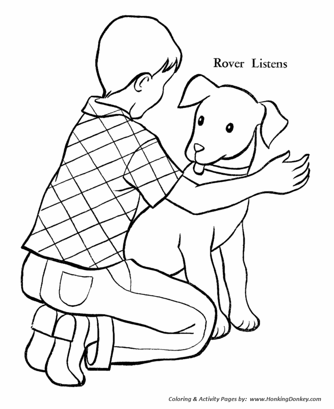 Rover listens to his master - Pet Dog Coloring page