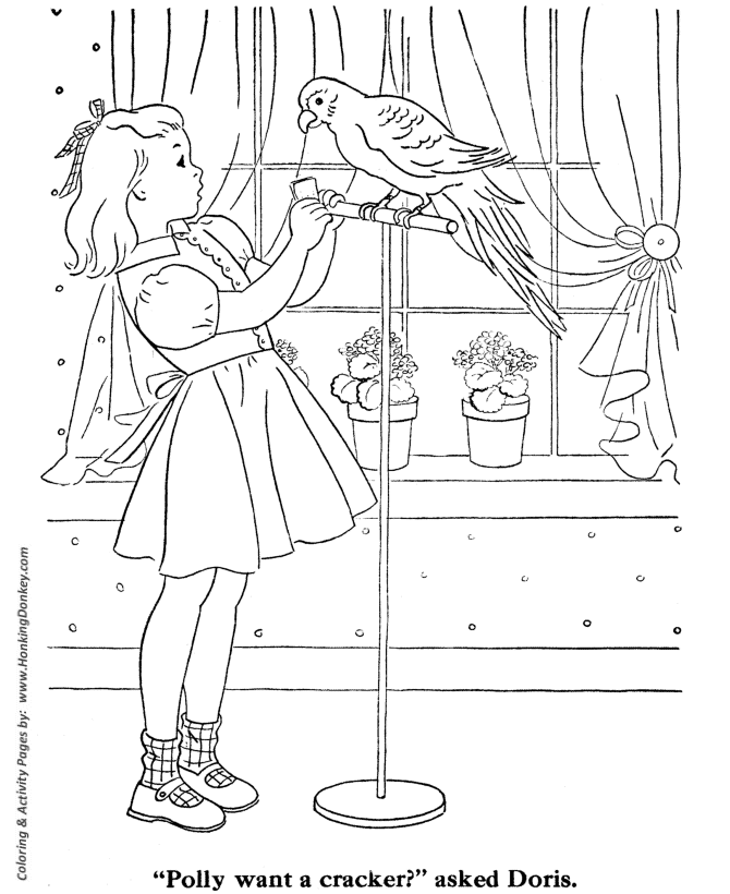 Pet Bird Coloring page | Polly want a Cracker