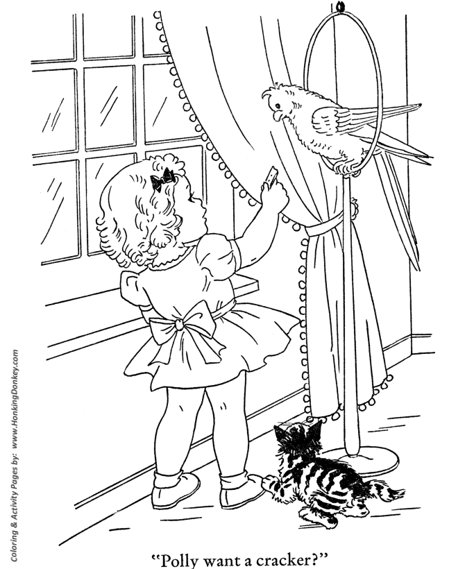 Polly want a Cracker | Pet Parakeet Coloring page