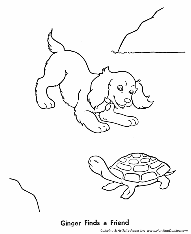 Pet Pet Turtle Coloring page | Pet Turtle and Dog