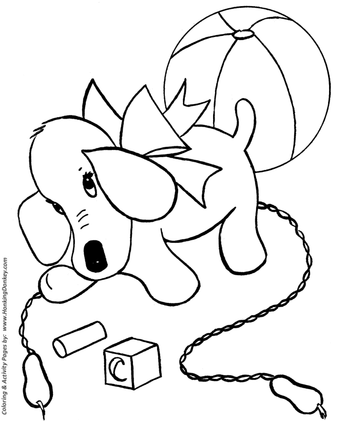 Toy Animal coloring page | Toy Dog and Beachball