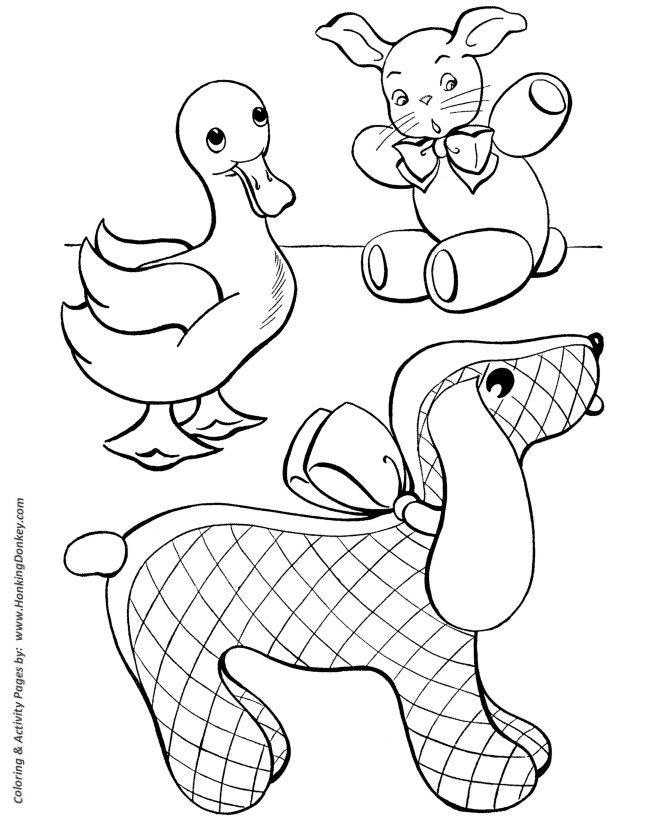 Toy Animals Coloring Pages | Stuffed Animals and Dog Coloring Page and
