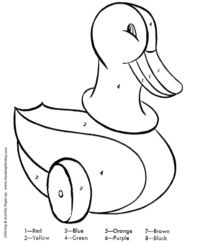 Toy Animal coloring page | Color by number Duck