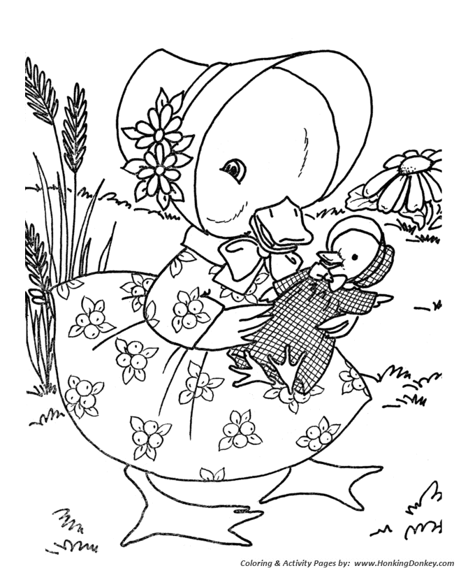 Toy Animal coloring page | Mother and baby Toy Ducks