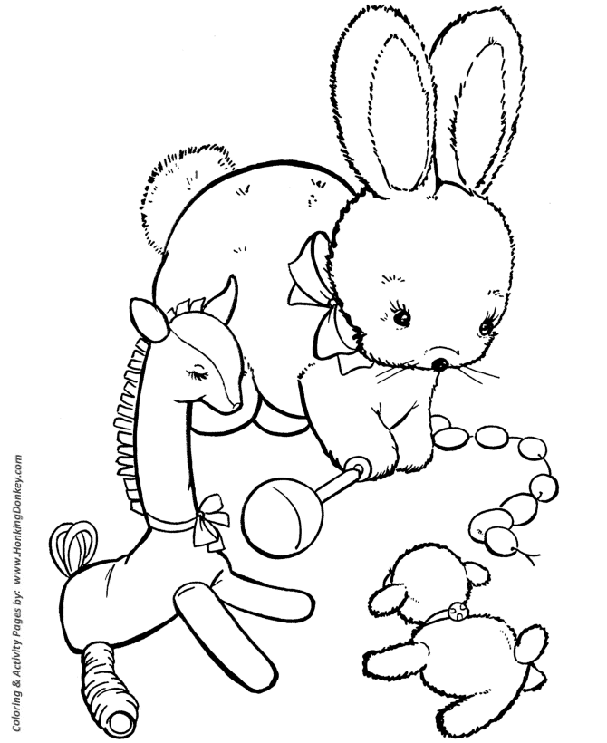 Toy Animal coloring page | Stuffed Bunny doll