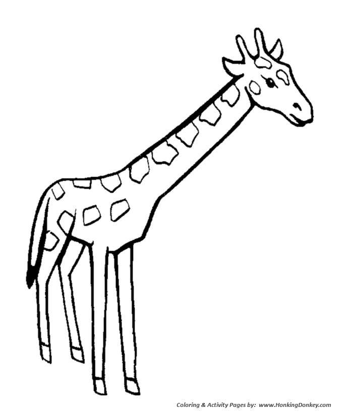 Wild Animal Coloring Pages | Easy to color Giraffe Page and Kids Activity  sheet | HonkingDonkey