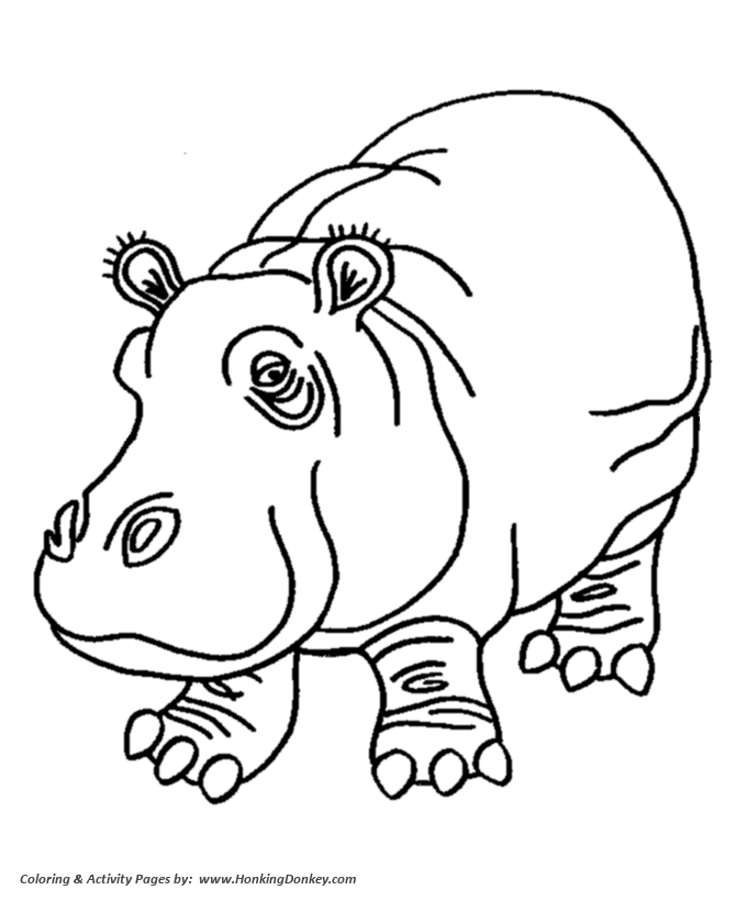 Pink Hippo coloring page | Hippopotamus Coloring page