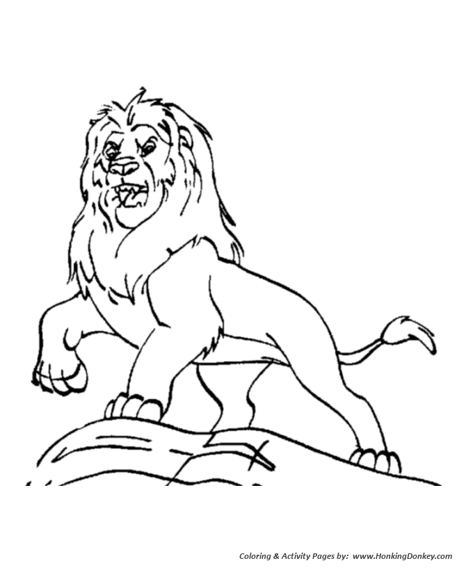 Dominate male lion roaring coloring page | Simba like Lion Coloring page