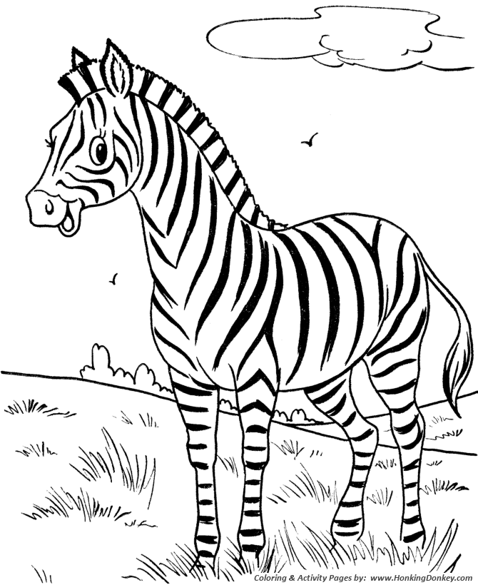 Wild Animal Coloring Pages | Happy little zebra Coloring Page and Kids