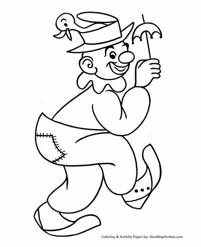 April Fool's Day Coloring page | Clown and Duck