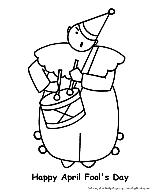 April Fool's Day Coloring page | Drummer Clown
