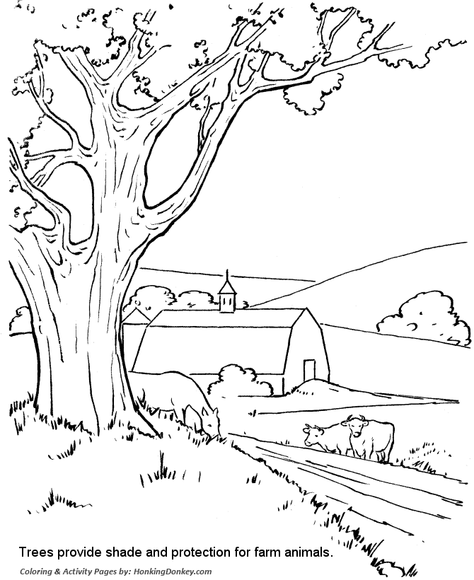 Arbor Day Coloring Pages - Farm trees