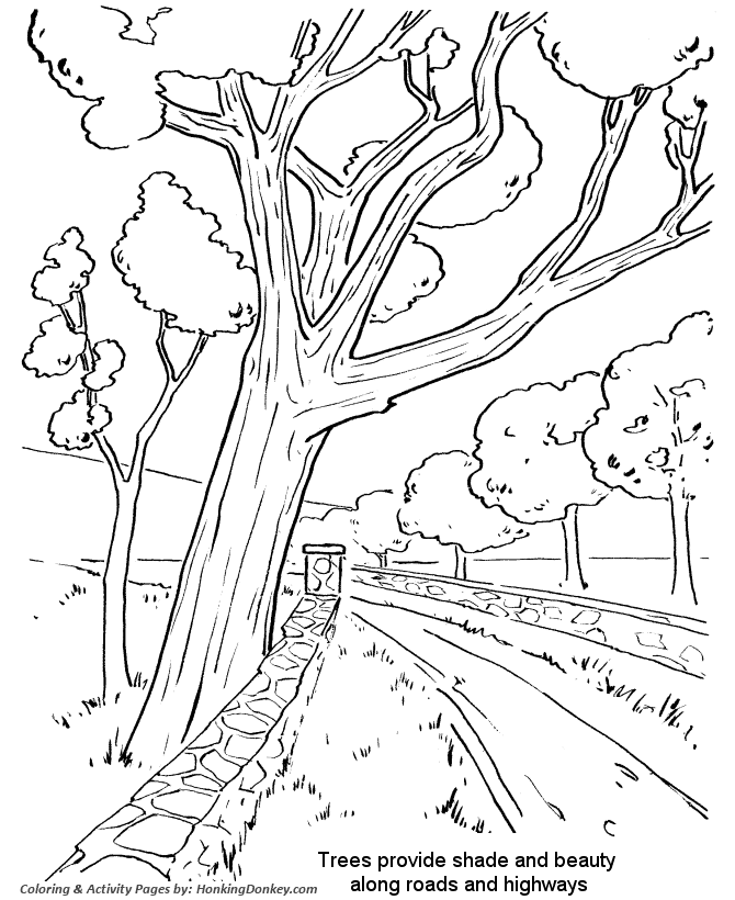 Arbor Day Coloring Pages - Streetside trees