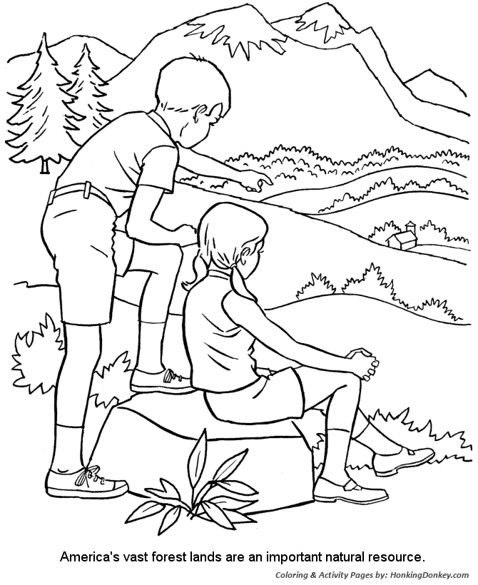 Arbor Day Coloring Pages - America's forestlands