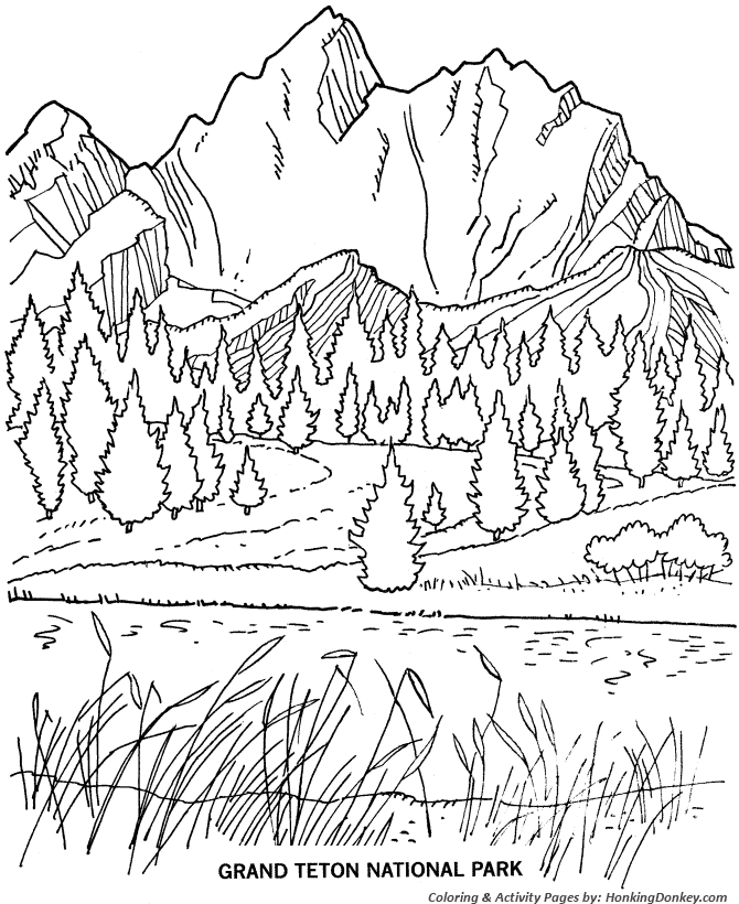 Arbor Day Coloring Pages - Grand Teton National Park