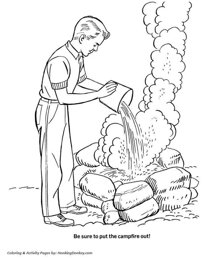 Arbor Day Coloring Pages - Extinguish campfires