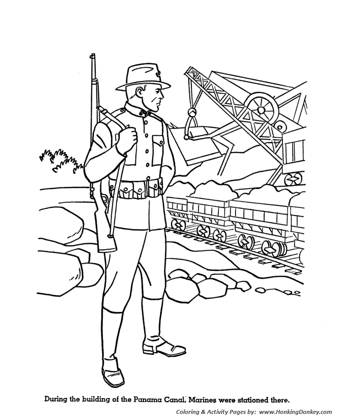 Armed Forces Day Coloring page | Marines guarded Panama Canal