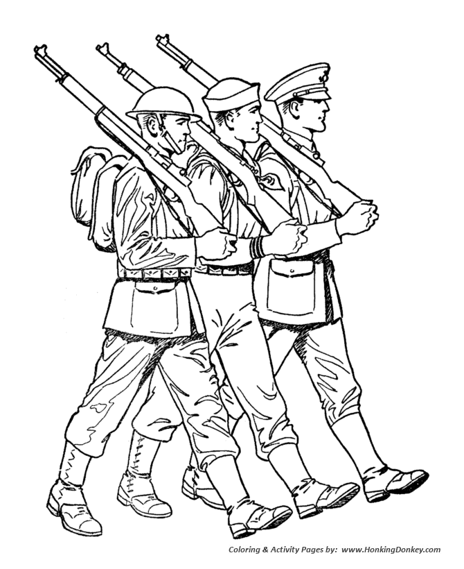 WW1 US Marine, Sailor, & Soldier Marching
