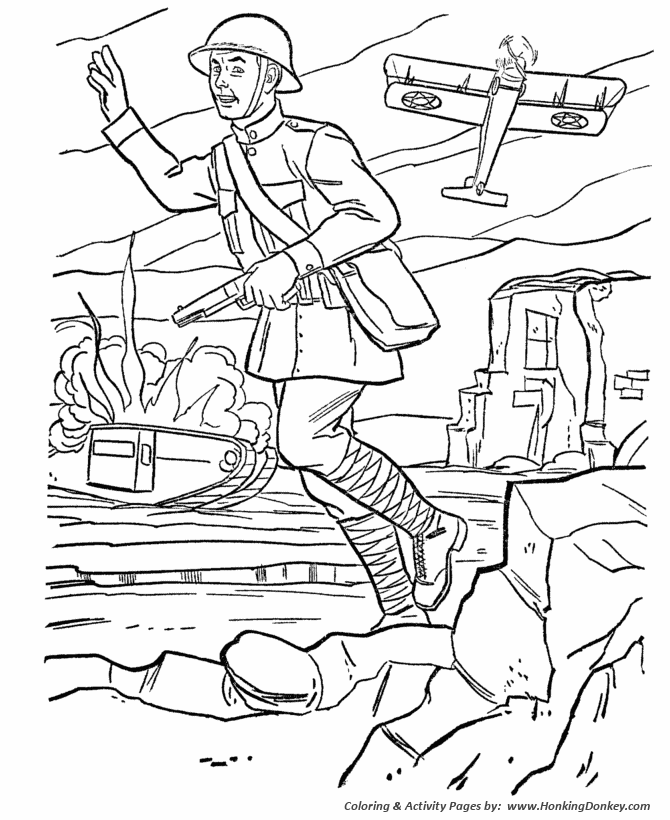 Armed Forces Day Coloring page | US Army World War I battlefield