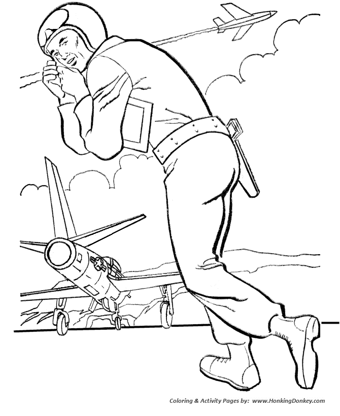 Armed Forces Day Coloring page | Air Force Pilot scramble
