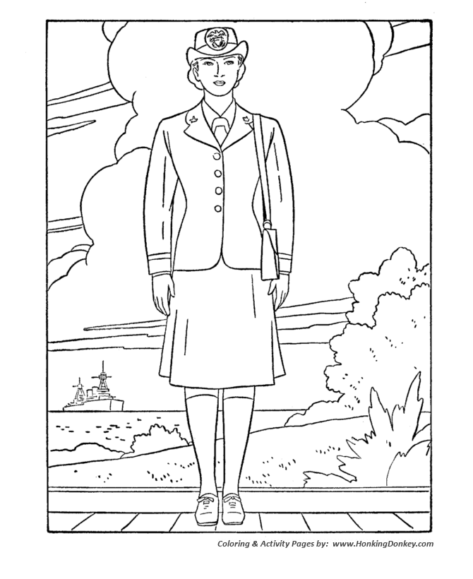 Armed Forces Day Coloring page | Navy female officer