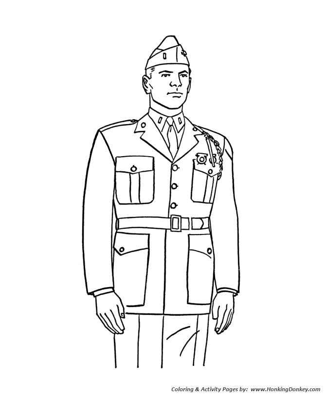 Armed Forces Day Coloring page | Marine Officer - dress uniform