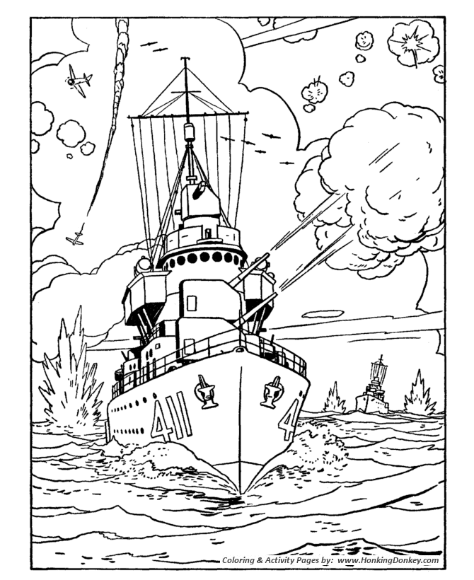 Armed Forces Day Coloring page | US Navy Cruiser