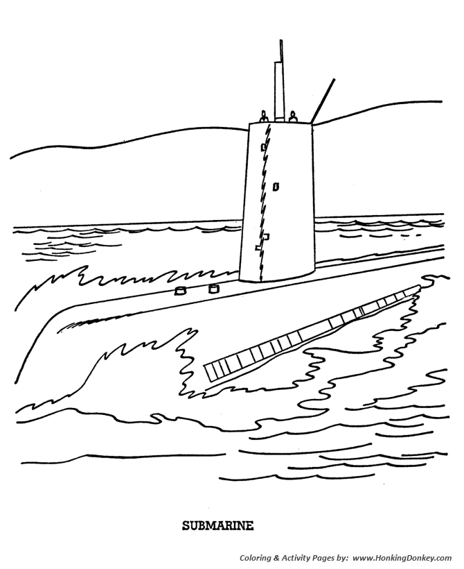 Armed Forces Day Coloring page | US Navy submarine