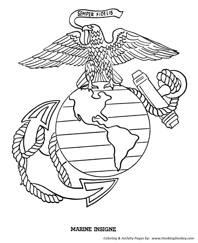 Armed Forces Day Coloring page | US Marine Insigne