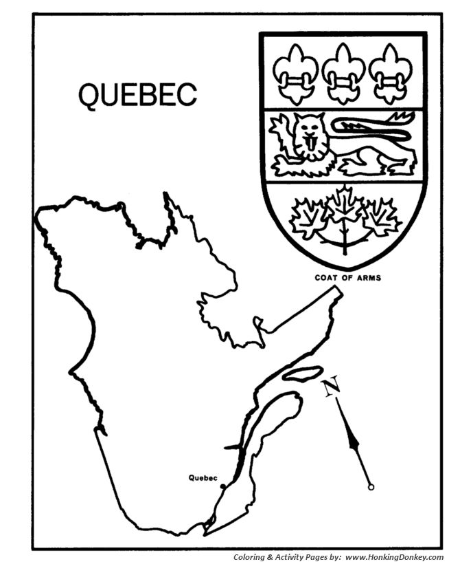 Canada Day Coloring page | Quebec - Map / Coat of Arms