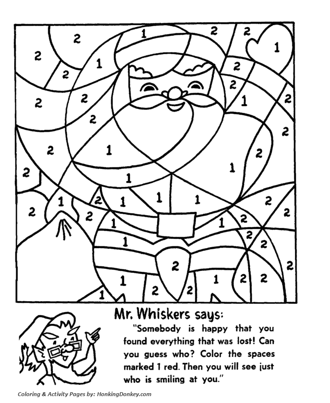 Christmas Activity Pages - Christmas Santa color by number Activity