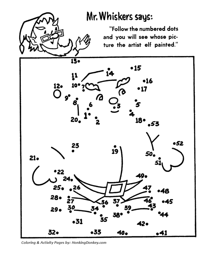 Santa follow the dots Coloring 