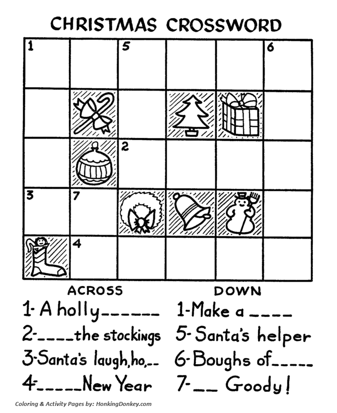 Christmas Crossword Activity Sheet