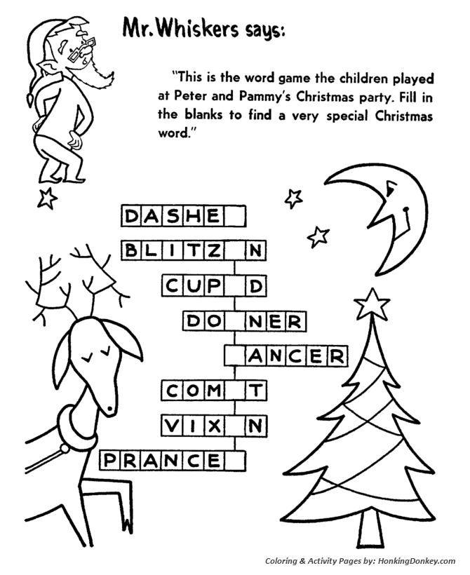 Reindeer Word Game Activity Sheet