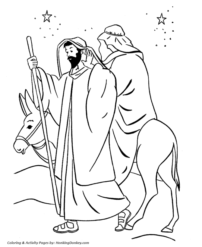 Religious Christmas Bible Coloring Pages - Joseph and Mary Coloring