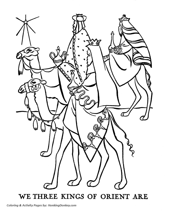 Christmas Bible Three Wise Men Coloring Page