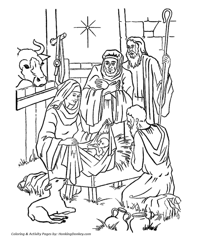 Christmas  Jesus Manger Religious Coloring Page