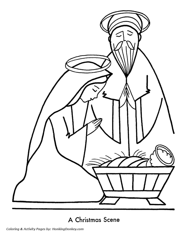 Religious Christmas Bible Coloring Pages - Nativity Scene ...