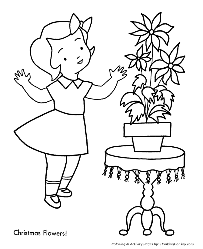 Christmas Poinsettia Decorations Coloring Page