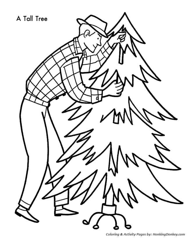 Christmas Tree on a Stand Coloring Page