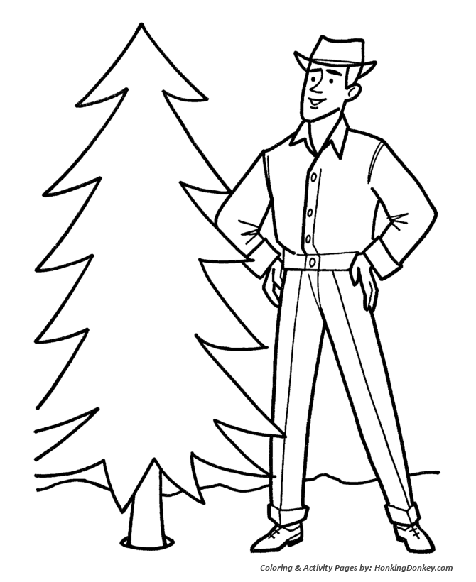 Finding a Christmas Tree Coloring Page