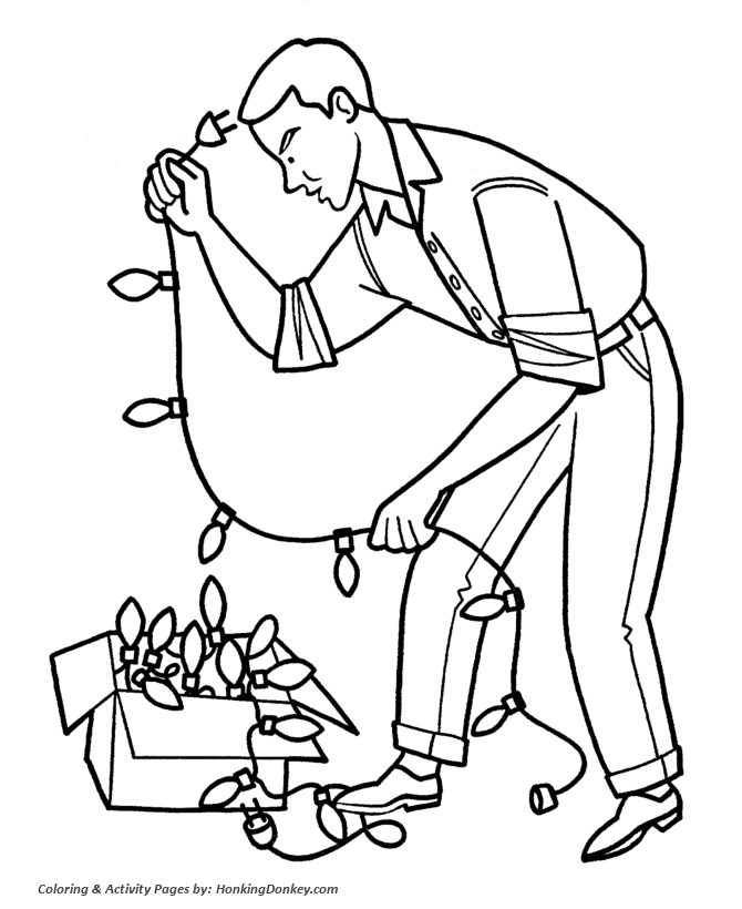 Christmas Decorations Coloring Pages - Christmas Tree Lights Coloring
