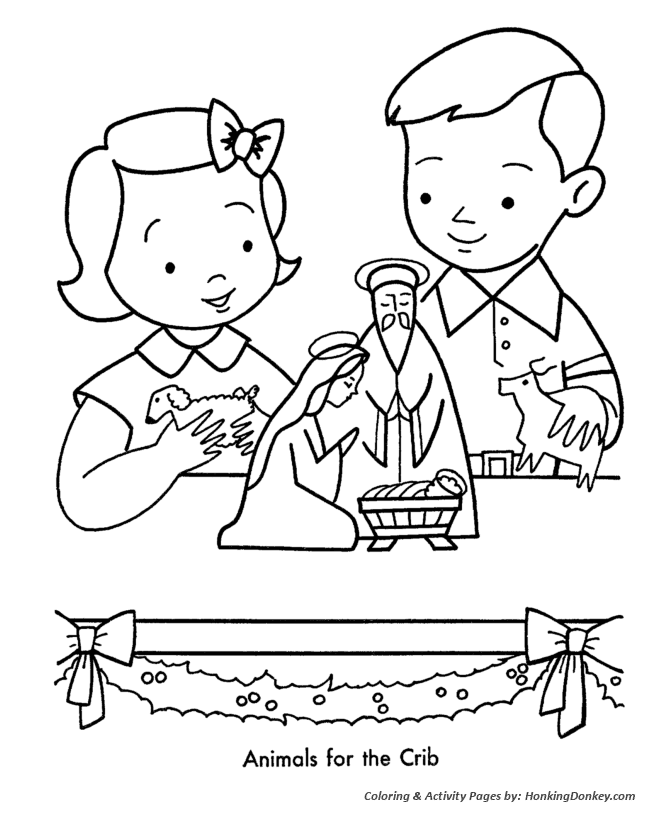 Christmas Nativity Scene Coloring Page